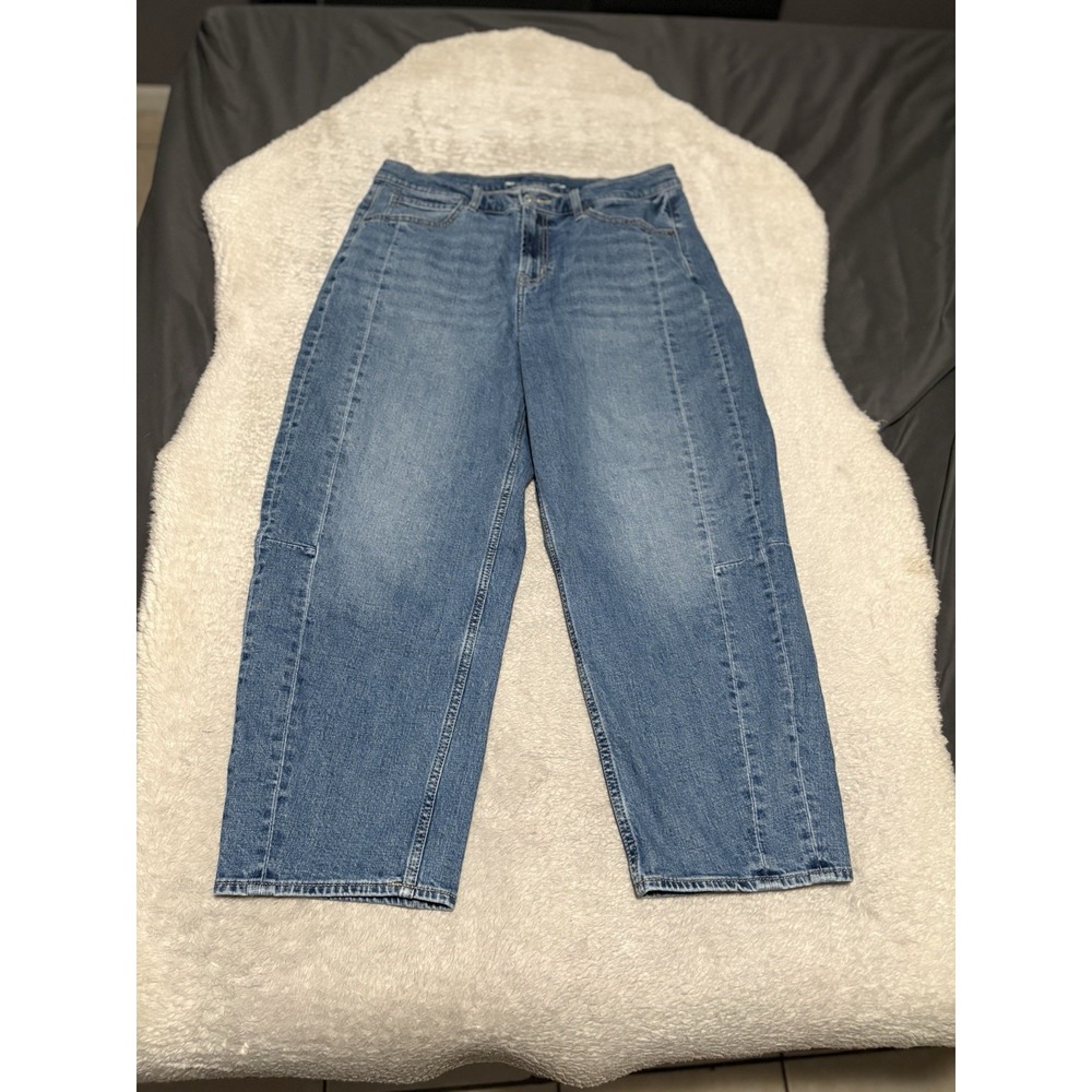 Old Navy Women's High Rise Barrel Leg Denim Jeans Size 14 Stretch